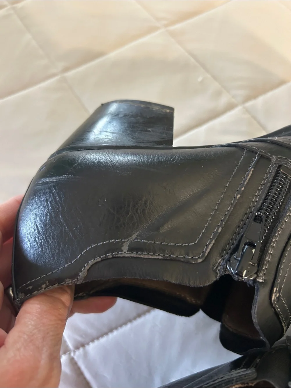 Natural Soul Black Leather Ankle Booties with Side Zip